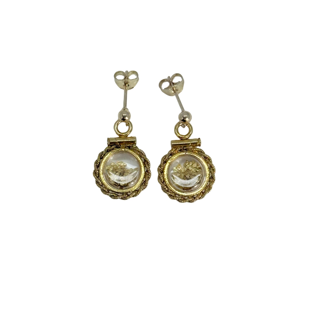 Gold Bezel Earrings filled with 23kt Natural Gold Flakes