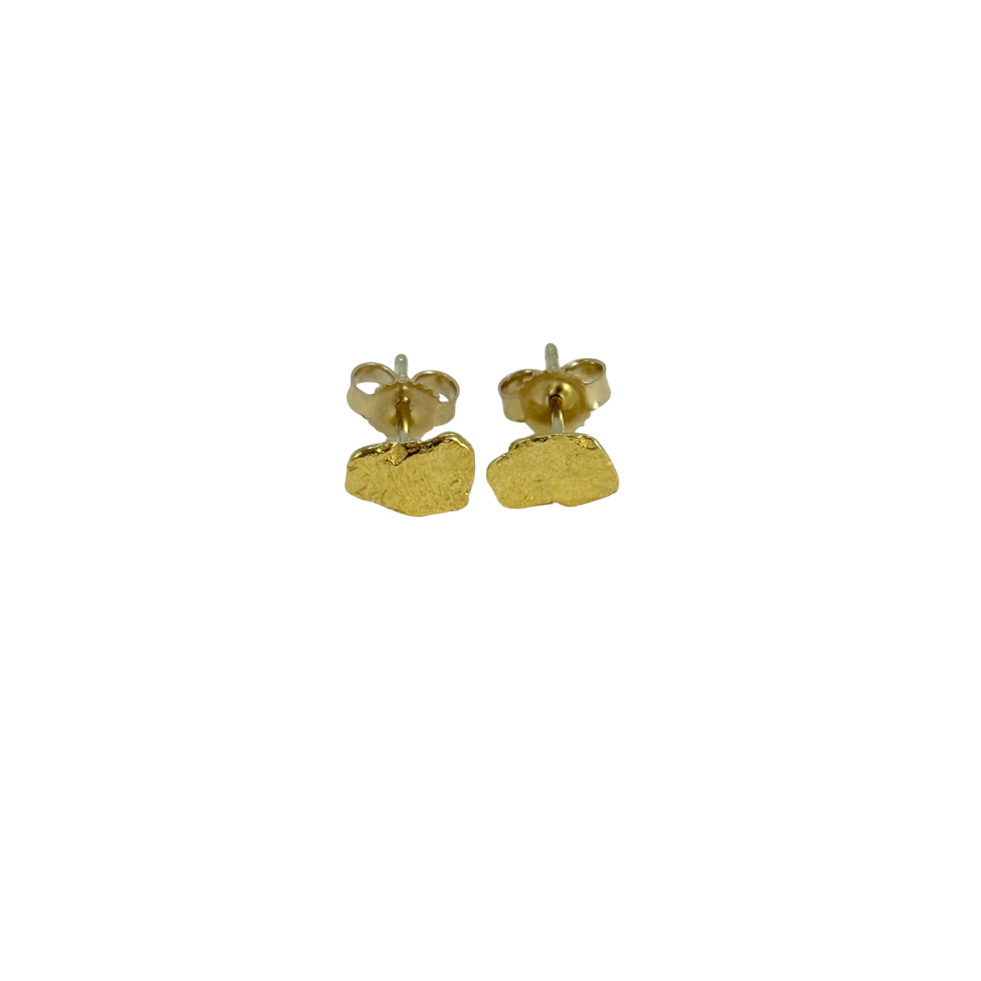 23kt Natural Gold Nugget, 14kt Studs
